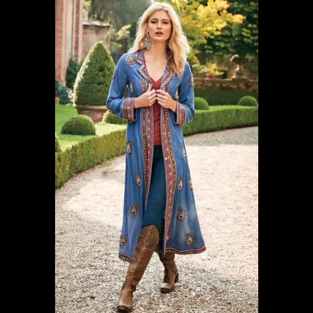 EMBELLISHED DENIM DUSTER